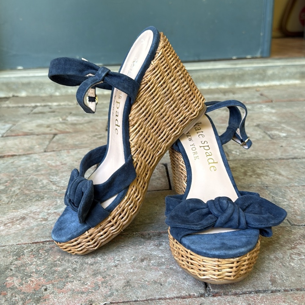 Kate Spade Navy Blue Wedge Sandals